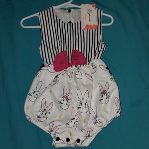 Striped bunny romper